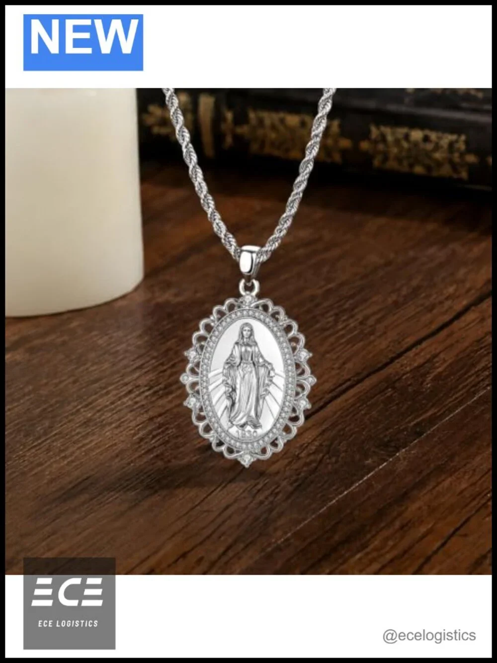 Virgin Mary Medal Pendant Necklace Catholic Religious Jewelry